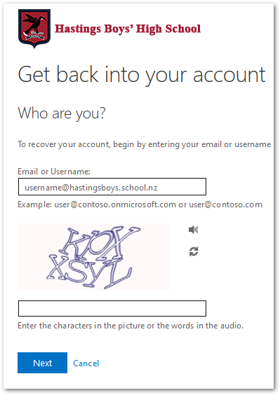 Enter username and letters