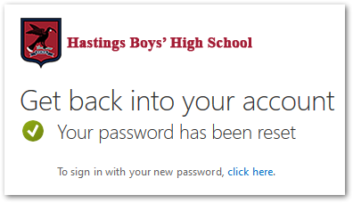 Password reset. Try logging in.
